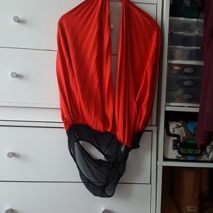 Red halter top body suit never worn